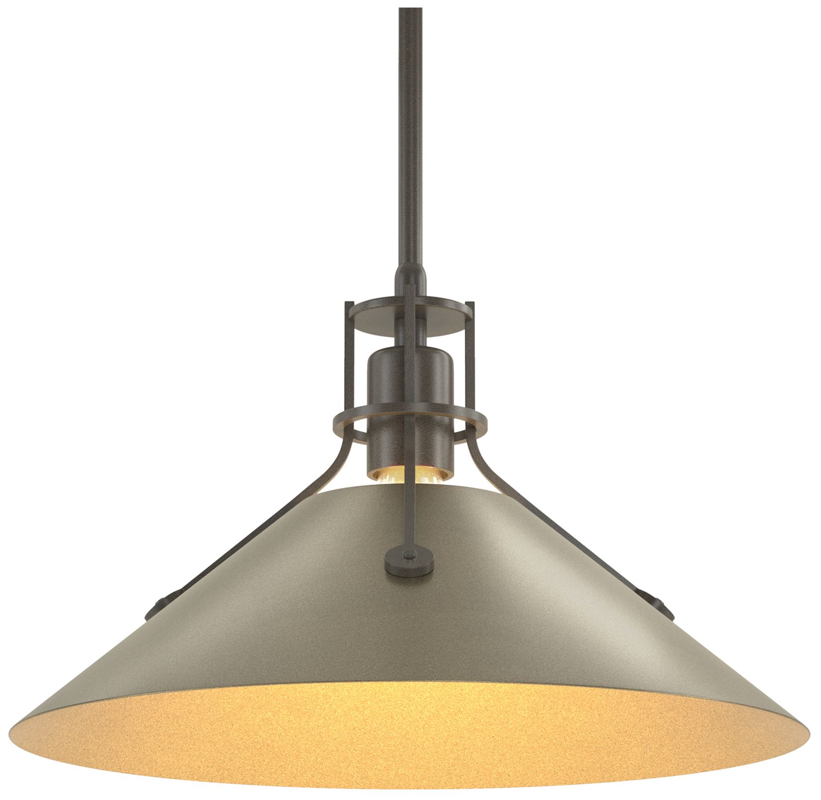 Henry Medium Steel Shade Pendant - Dark Smoke - Gold - Made to Order