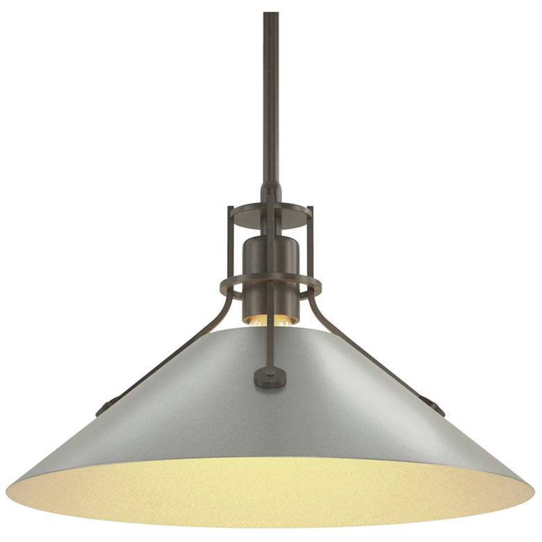 Image 1 Henry Medium Steel Shade Pendant - Dark Smoke - Platinum