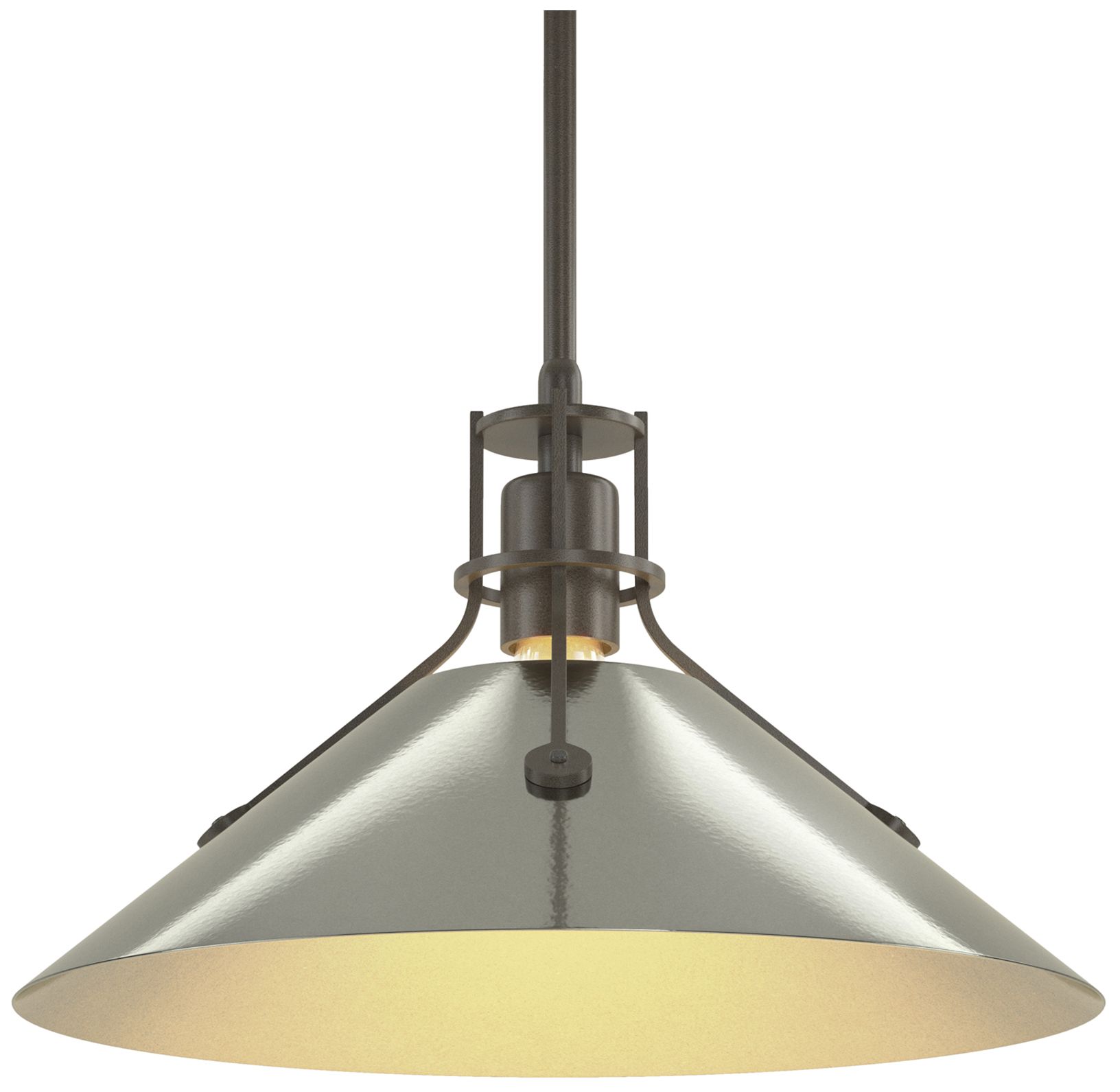 Henry Medium Steel Shade Pendant - Dark Smoke - Sterling - Made to Order