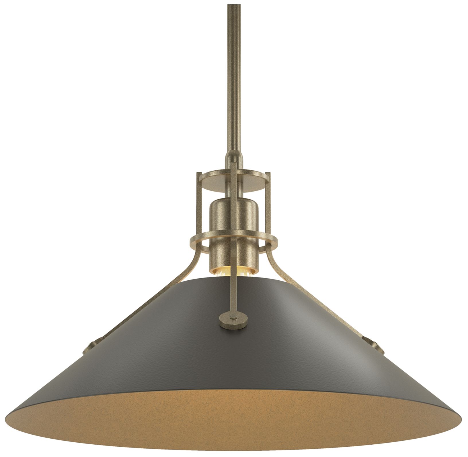 Henry Medium Steel Shade Pendant - Gold - Black - Made to Order