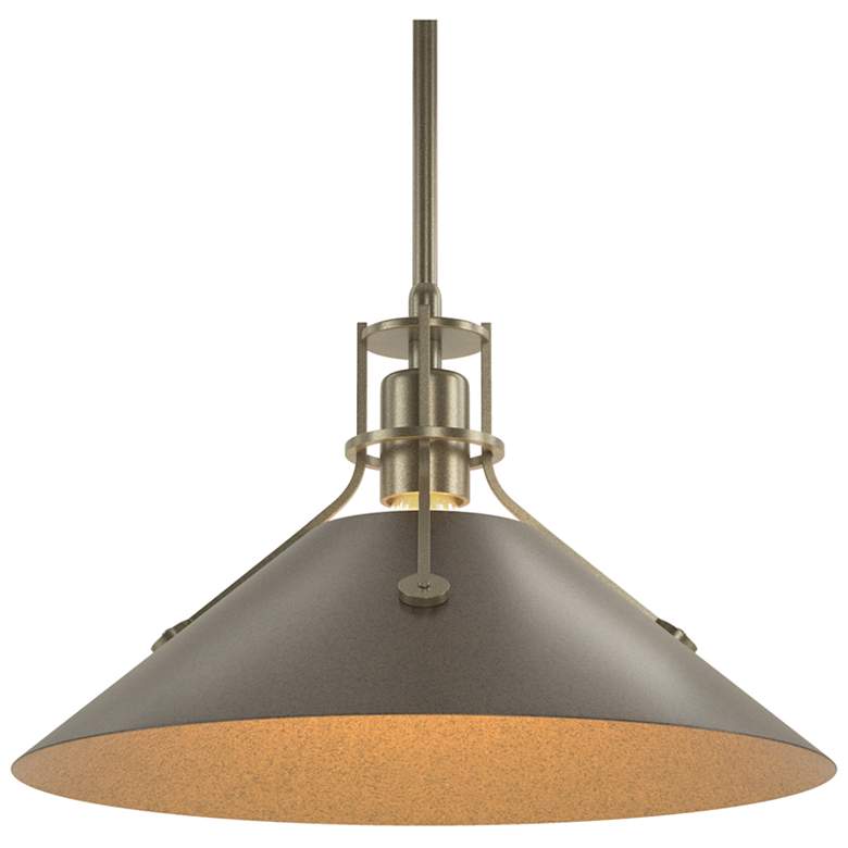 Image 1 Henry Medium Steel Shade Pendant - Gold - Bronze