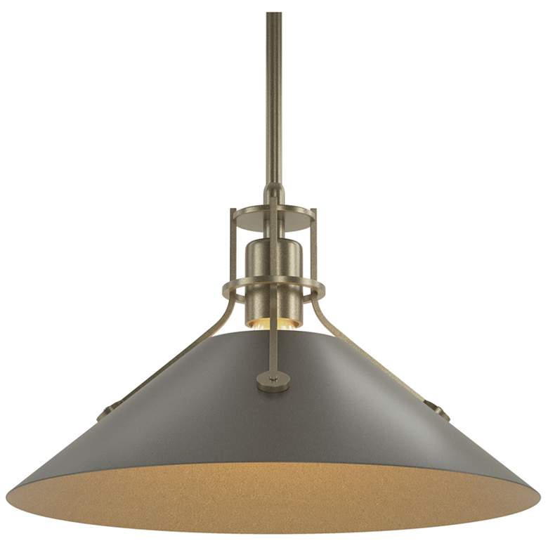 Image 1 Henry Medium Steel Shade Pendant - Gold - Dark Smoke