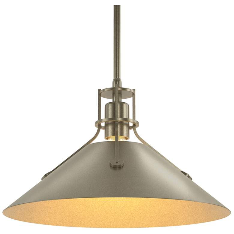 Image 1 Henry Medium Steel Shade Pendant - Gold - Gold