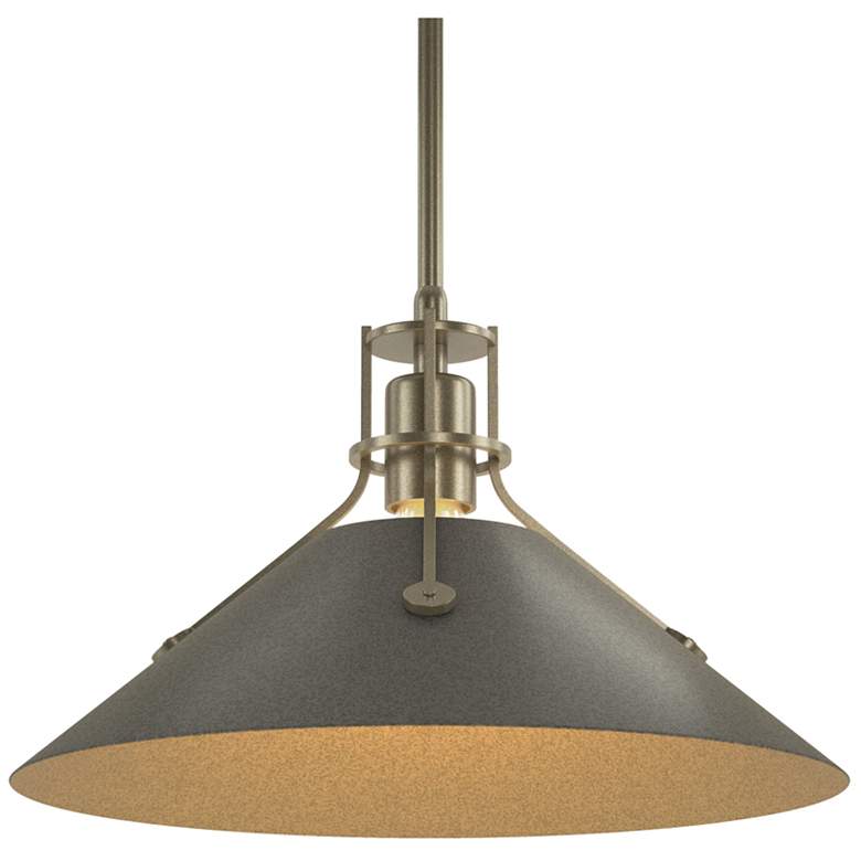 Image 1 Henry Medium Steel Shade Pendant - Gold - Iron