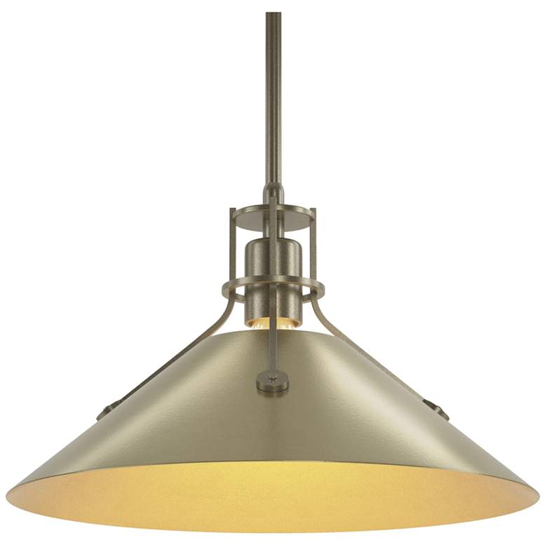 Image 1 Henry Medium Steel Shade Pendant - Gold - Modern Brass