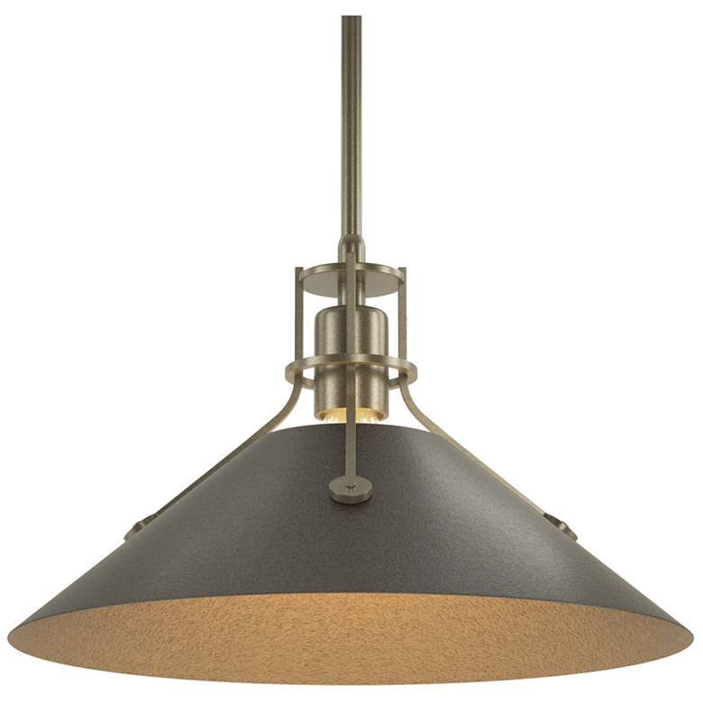 Image 1 Henry Medium Steel Shade Pendant - Gold - Oil Rubbed Bronze