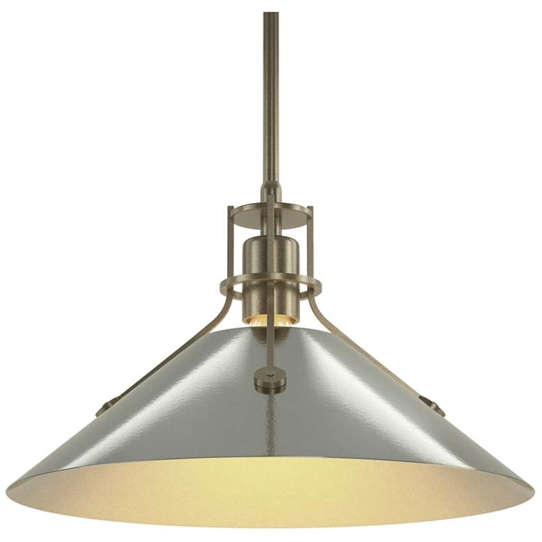 Image 1 Henry Medium Steel Shade Pendant - Gold - Sterling