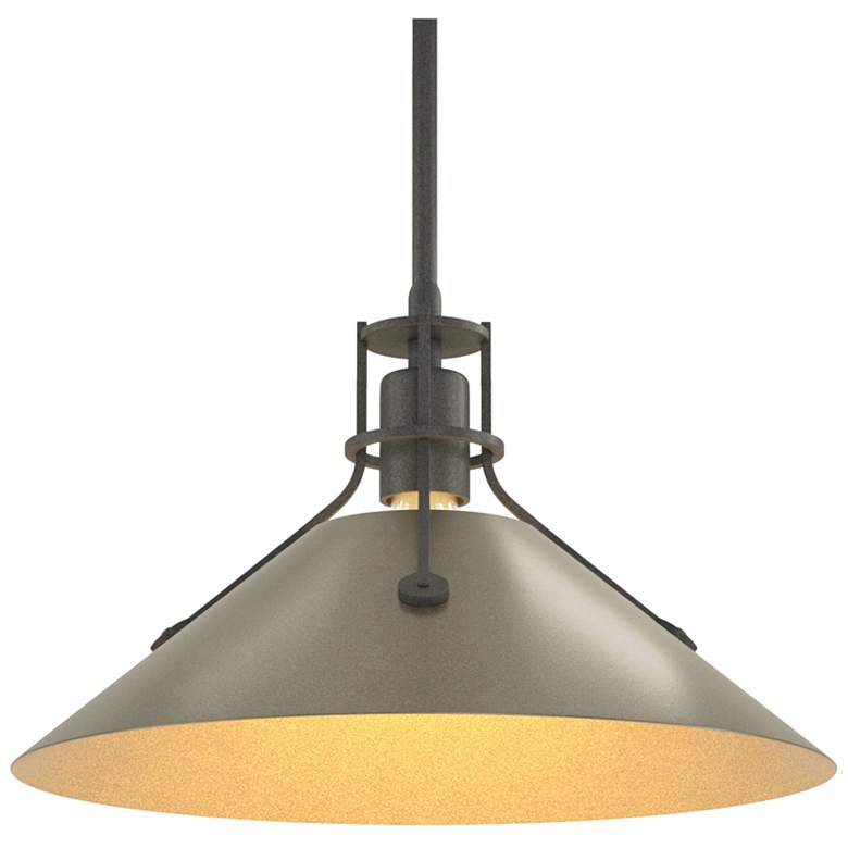 Image 1 Henry Medium Steel Shade Pendant - Iron - Gold