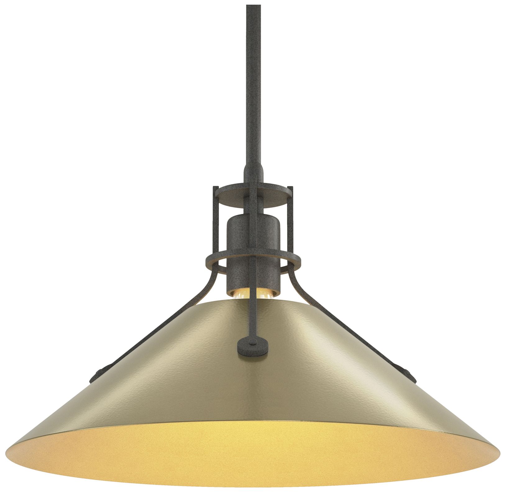Henry Medium Steel Shade Pendant - Iron - Modern Brass - Made to Order