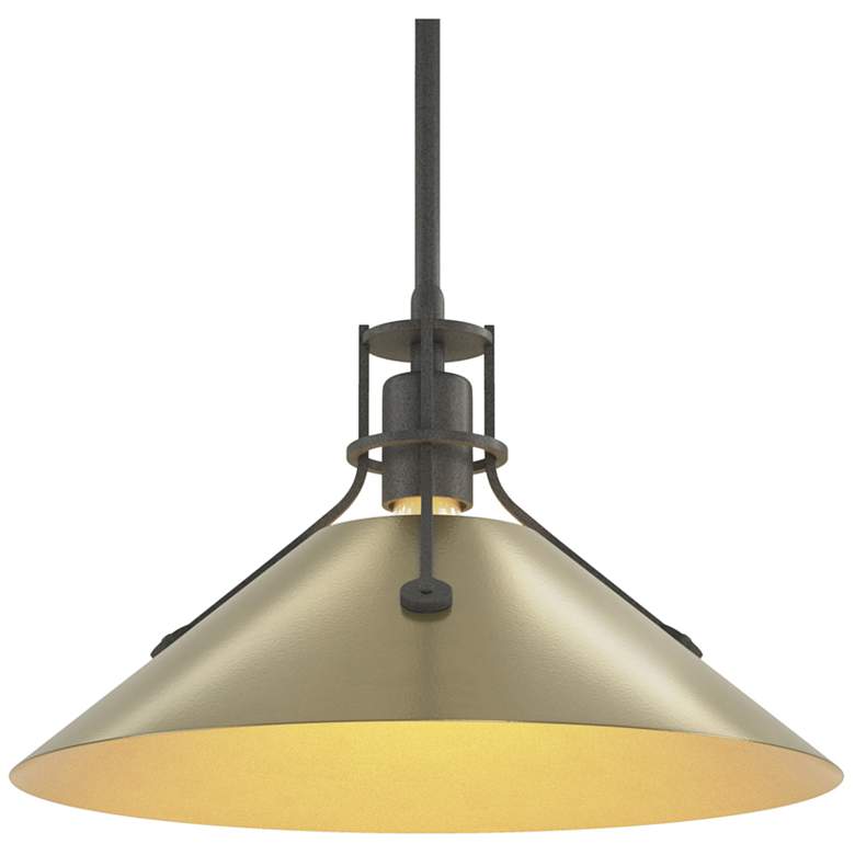 Image 1 Henry Medium Steel Shade Pendant - Iron - Modern Brass
