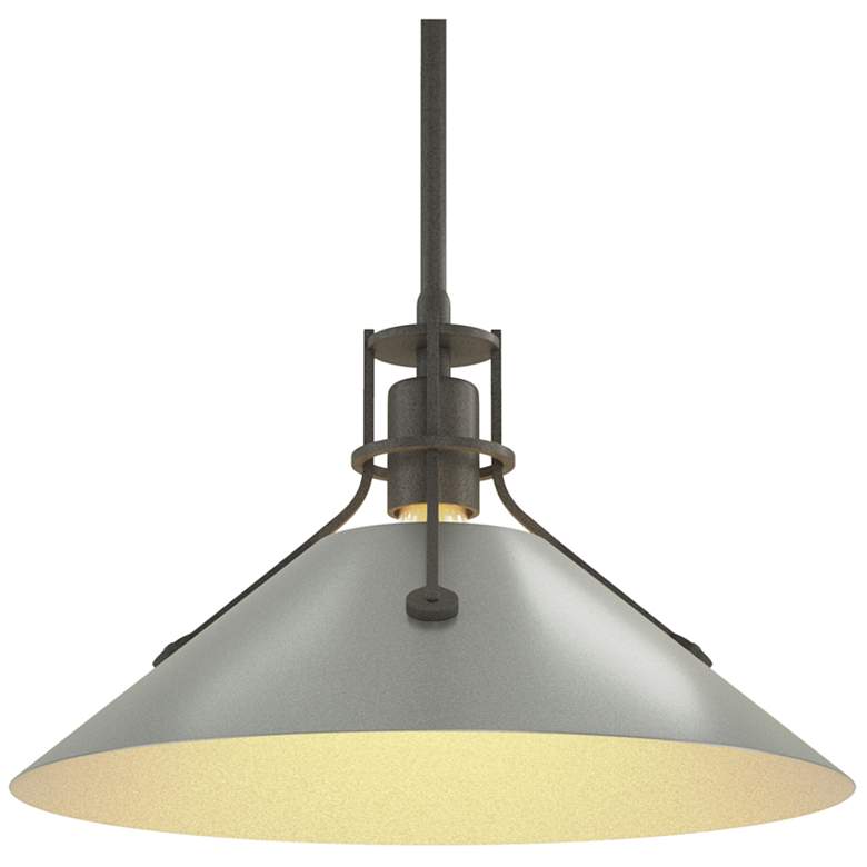 Image 1 Henry Medium Steel Shade Pendant - Iron - Platinum