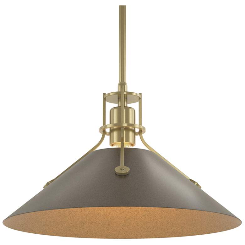 Image 1 Henry Medium Steel Shade Pendant - Modern Brass - Bronze