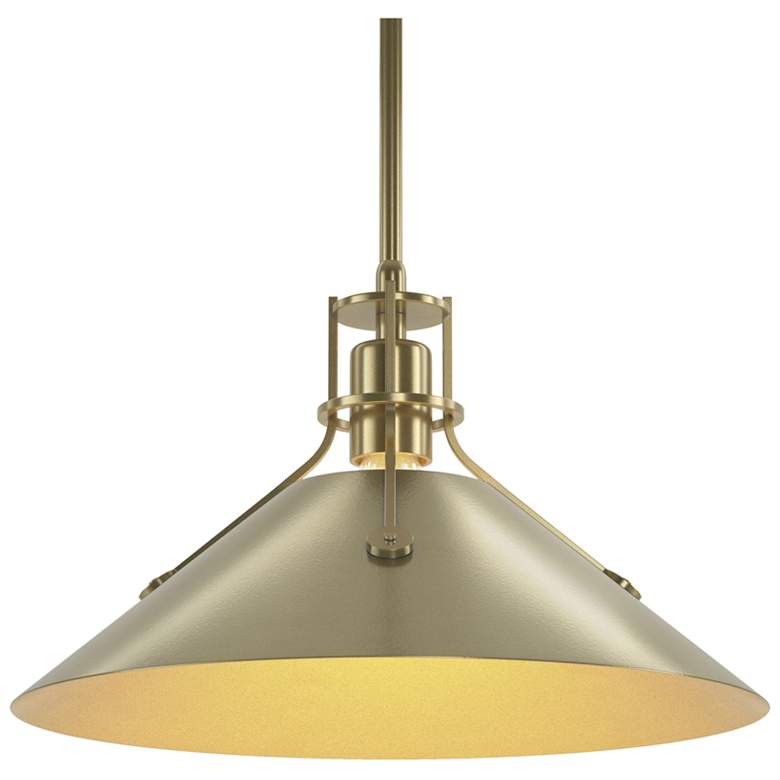 Image 1 Henry Medium Steel Shade Pendant - Modern Brass - Modern Brass