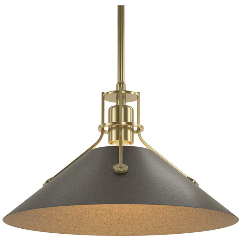 Image 1 Henry Medium Steel Shade Pendant - Modern Brass - Oil Rubbed Bronze