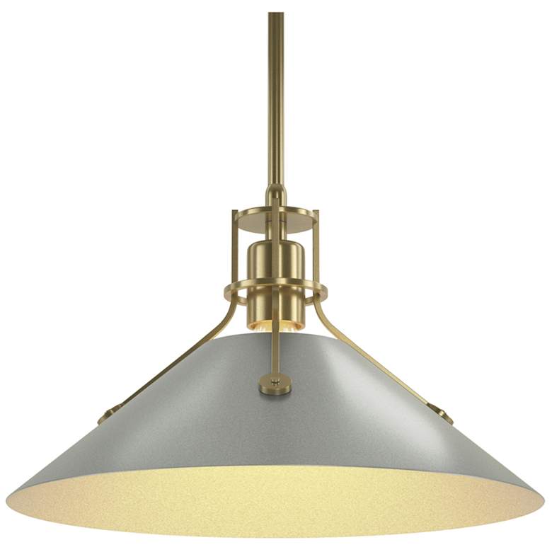Image 1 Henry Medium Steel Shade Pendant - Modern Brass - Platinum