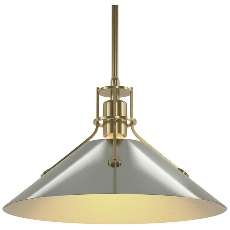 Image 1 Henry Medium Steel Shade Pendant - Modern Brass - Sterling