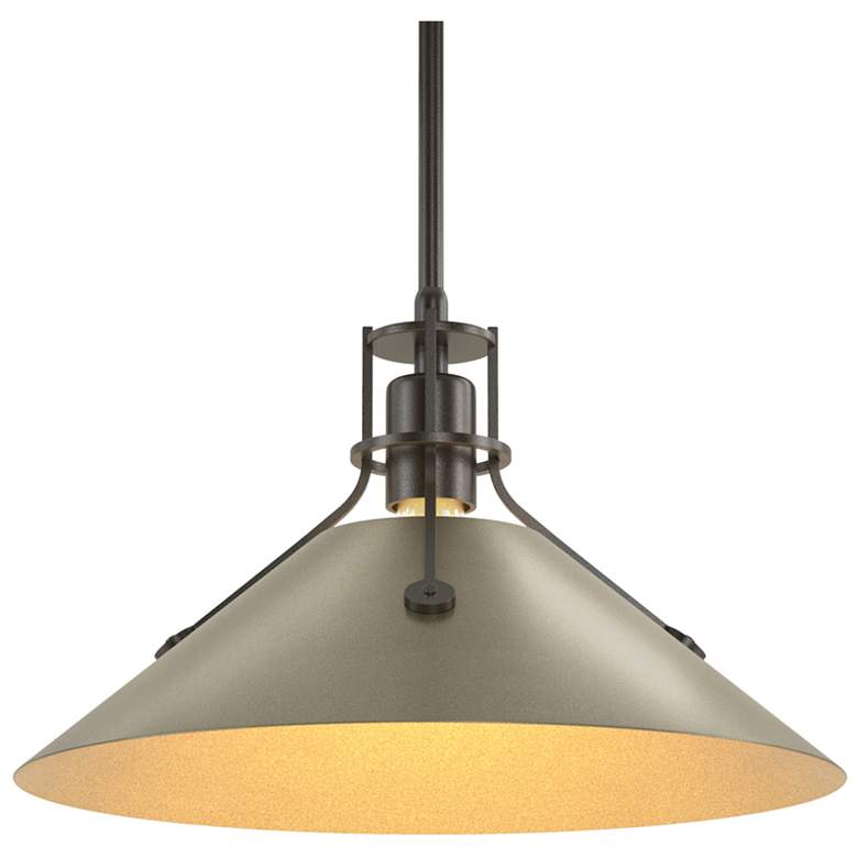 Image 1 Henry Medium Steel Shade Pendant - Oil Rubbed Bronze - Gold