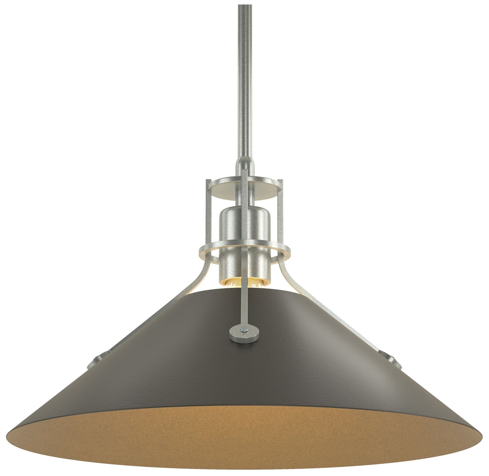 Henry Medium Steel Shade Pendant - Platinum - Black - Made to Order
