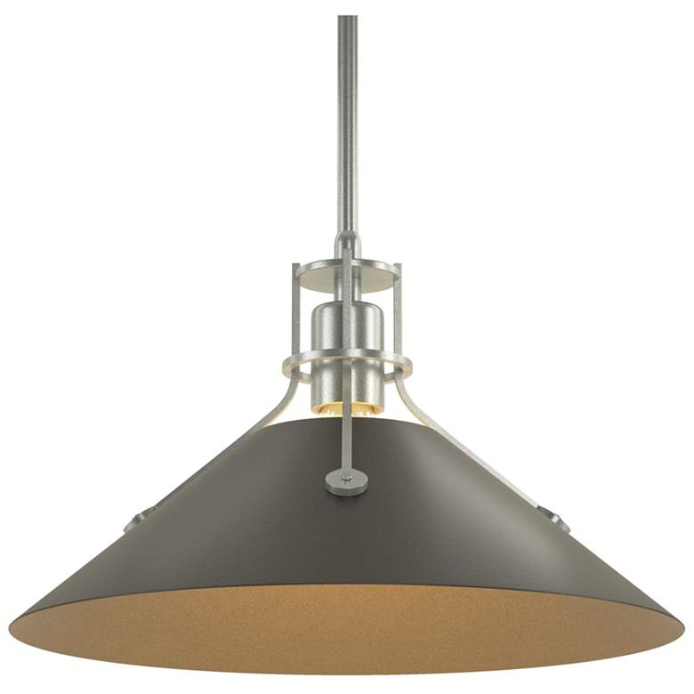 Image 1 Henry Medium Steel Shade Pendant - Platinum - Black