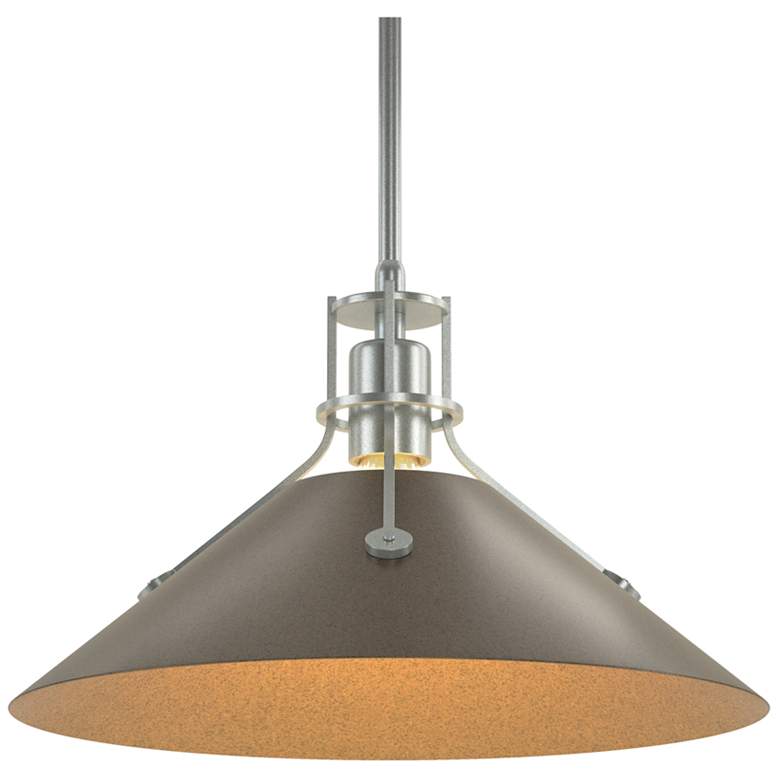 Image 1 Henry Medium Steel Shade Pendant - Platinum - Bronze