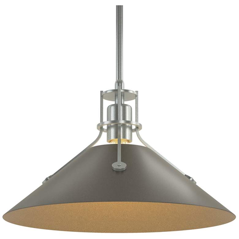 Image 1 Henry Medium Steel Shade Pendant - Platinum - Dark Smoke