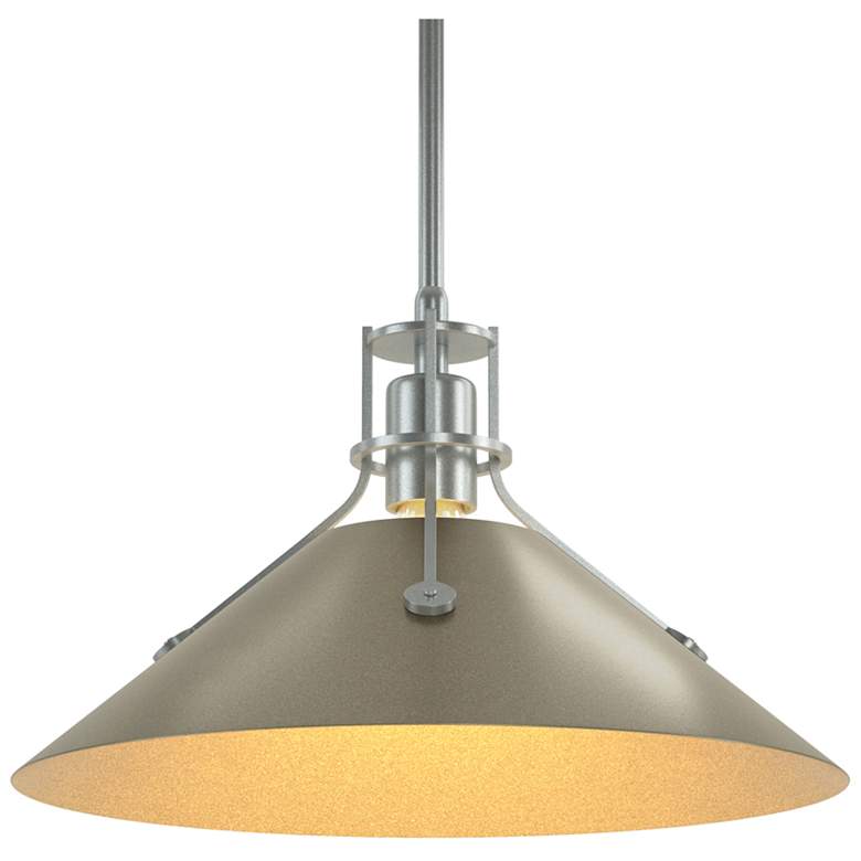 Image 1 Henry Medium Steel Shade Pendant - Platinum - Gold