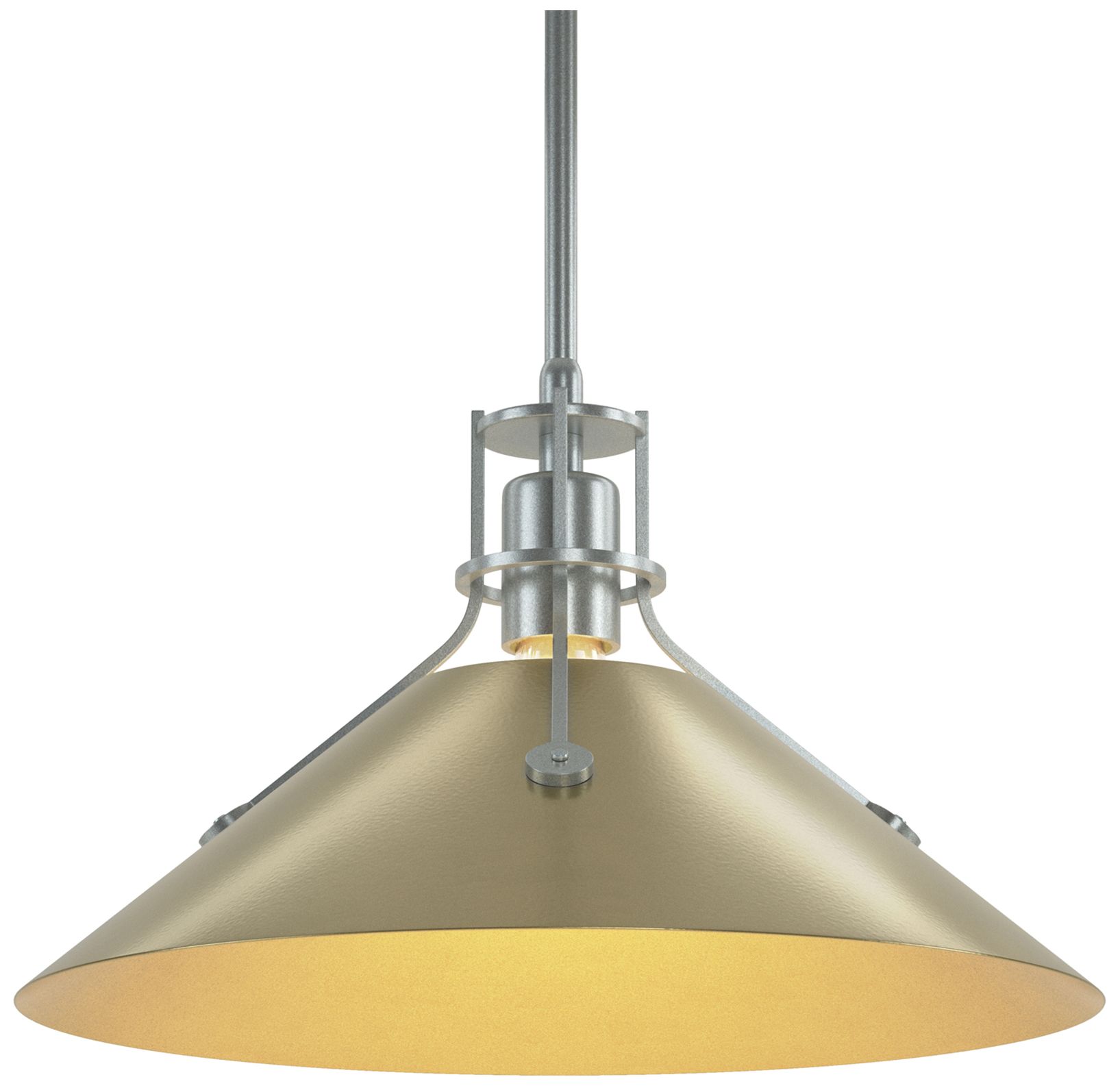 Henry Medium Steel Shade Pendant - Platinum - Modern Brass - Made to Order