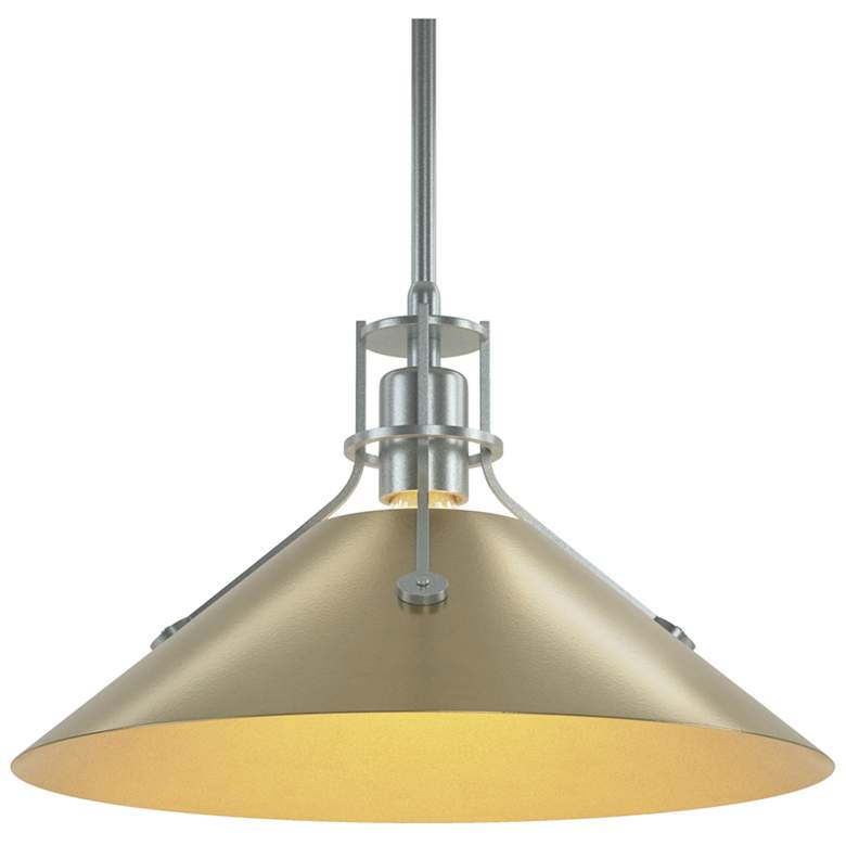 Image 1 Henry Medium Steel Shade Pendant - Platinum - Modern Brass