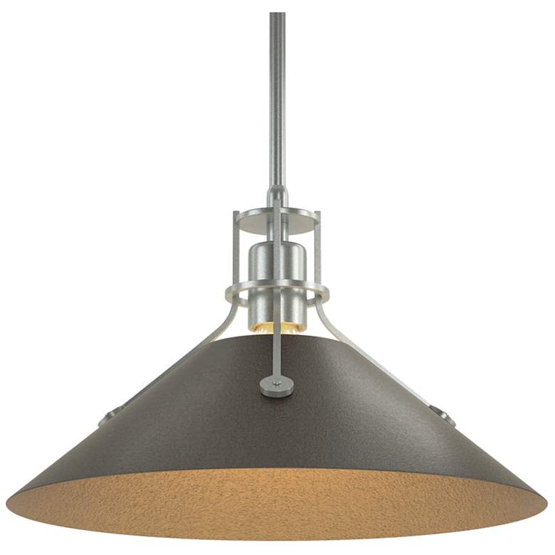 Image 1 Henry Medium Steel Shade Pendant - Platinum - Oil Rubbed Bronze