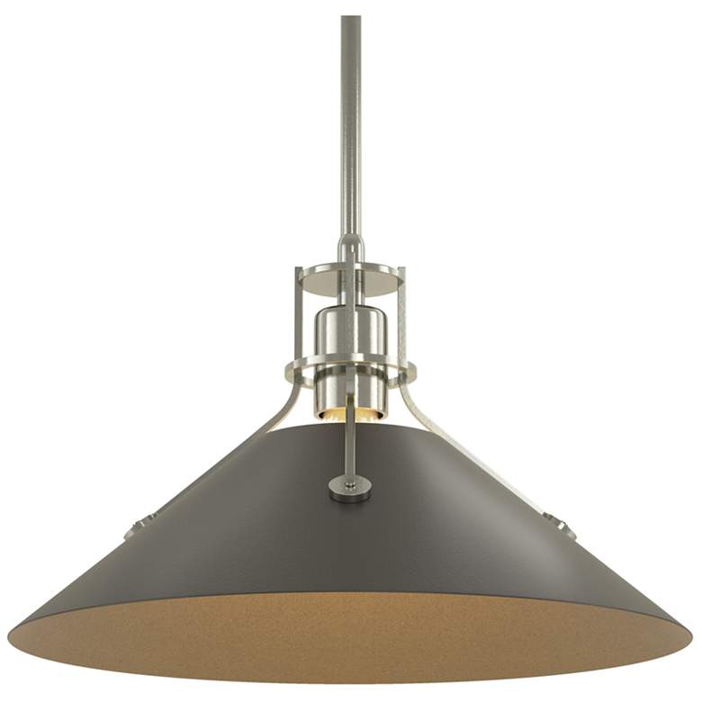 Image 1 Henry Medium Steel Shade Pendant - Sterling - Black