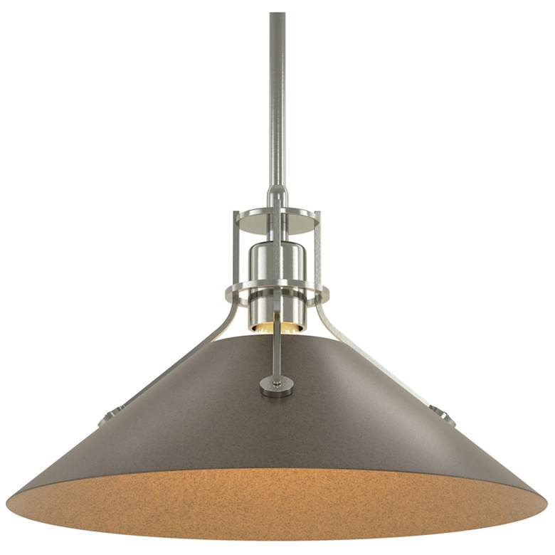 Image 1 Henry Medium Steel Shade Pendant - Sterling - Bronze