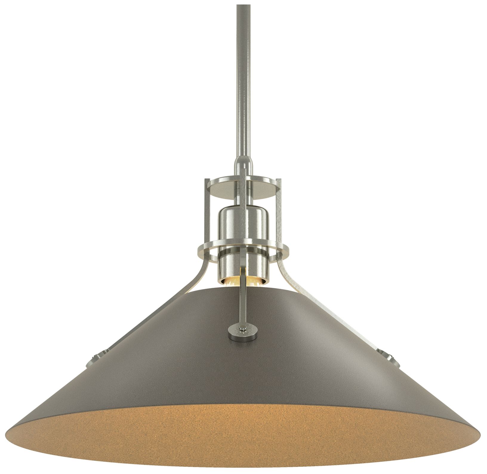 Henry Medium Steel Shade Pendant - Sterling - Dark Smoke - Made to Order