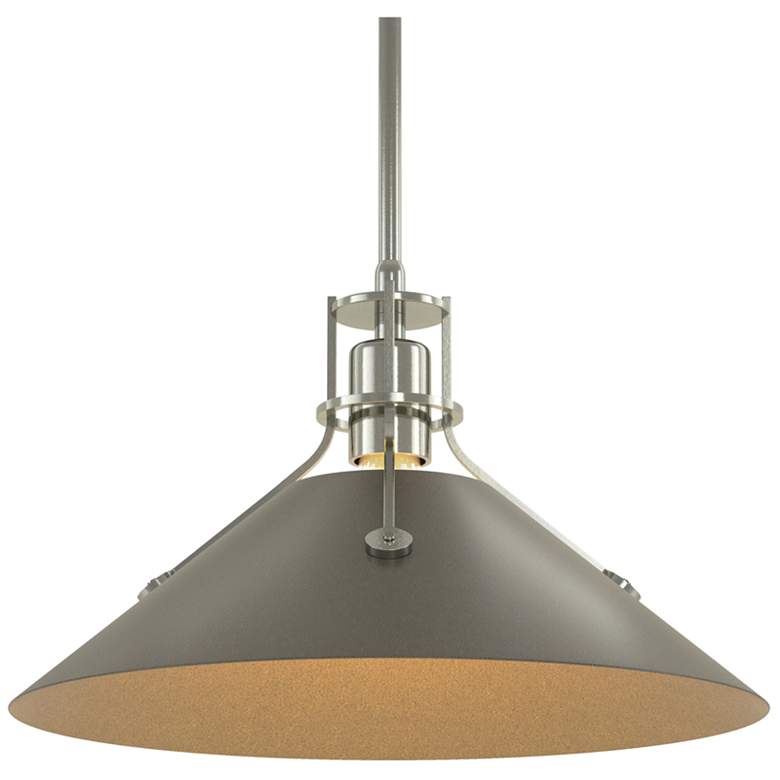 Image 1 Henry Medium Steel Shade Pendant - Sterling - Dark Smoke