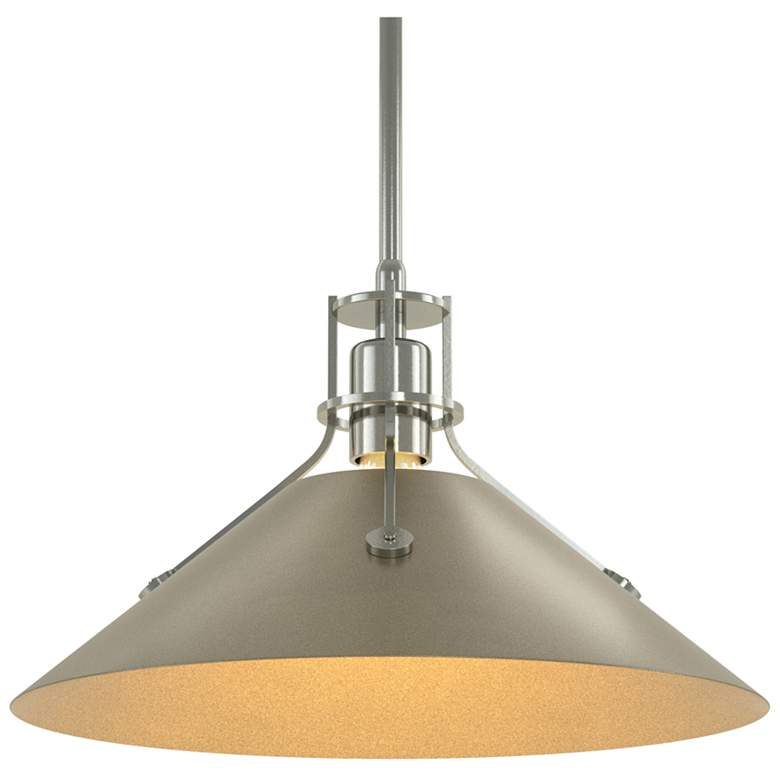 Image 1 Henry Medium Steel Shade Pendant - Sterling - Gold
