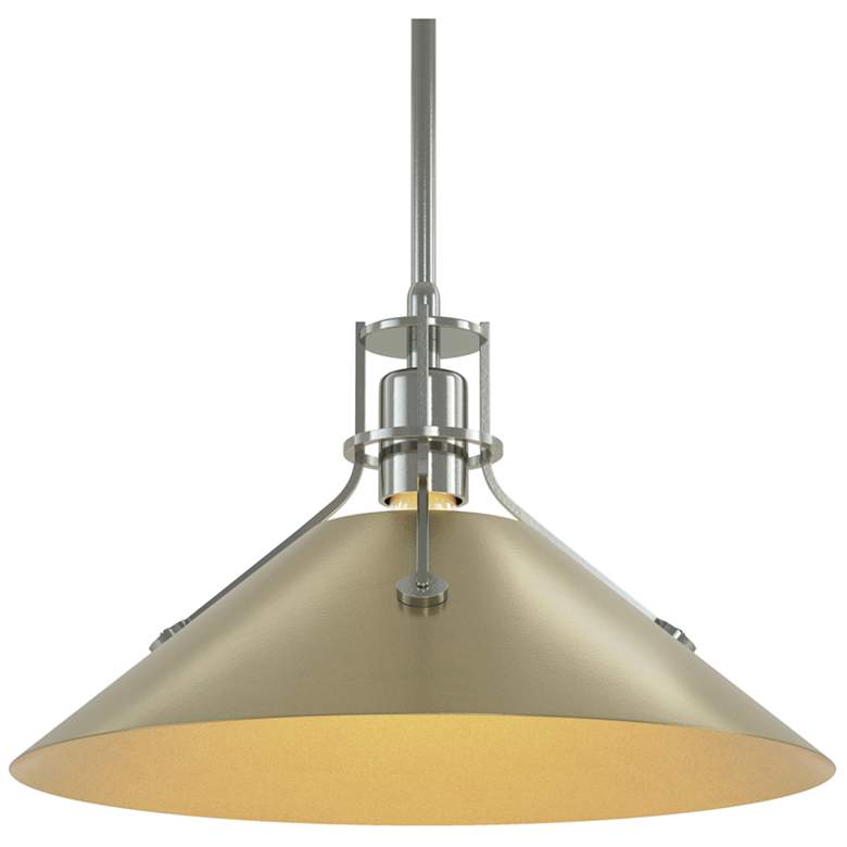 Image 1 Henry Medium Steel Shade Pendant - Sterling - Modern Brass