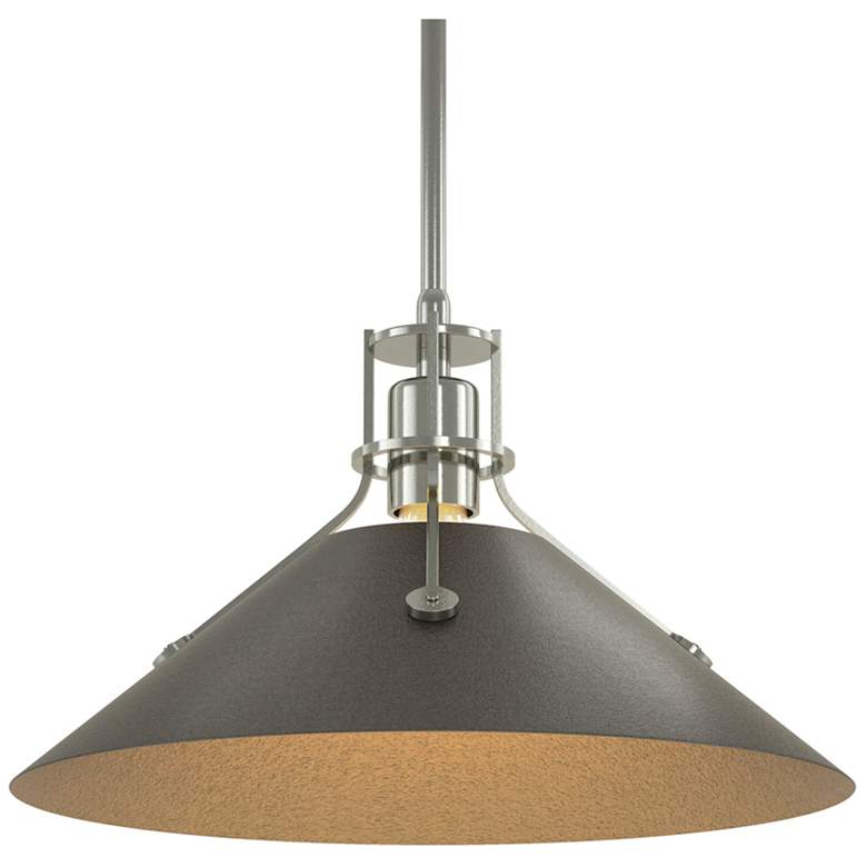 Image 1 Henry Medium Steel Shade Pendant - Sterling - Oil Rubbed Bronze