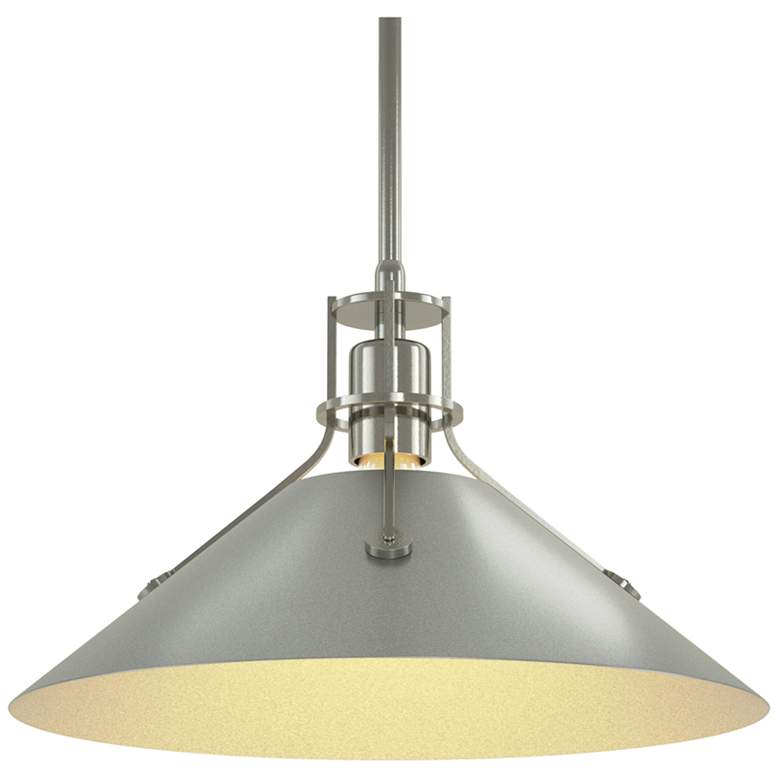 Image 1 Henry Medium Steel Shade Pendant - Sterling - Platinum