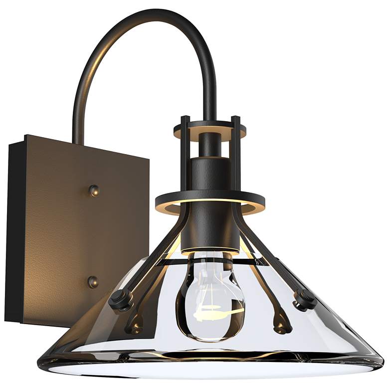 Image 1 Henry Small Glass Shade Outdoor Sconce - Black Finish - Clear Glass