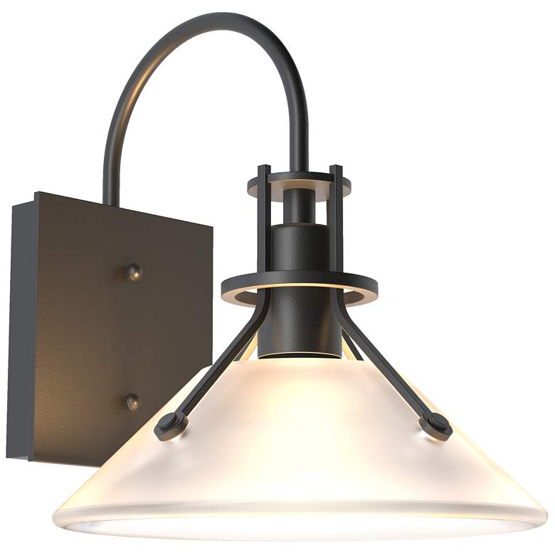 Image 1 Henry Small Glass Shade Outdoor Sconce - Black Finish - Frosted Glass