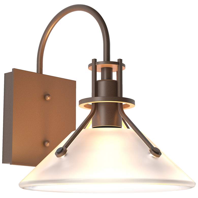 Image 1 Henry Small Glass Shade Outdoor Sconce - Bronze Finish - Frosted Glass