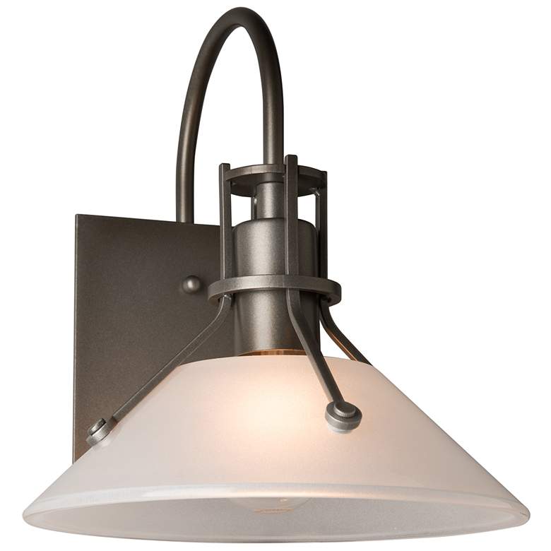 Image 1 Henry Small Glass Shade Outdoor Sconce - Smoke Finish - Frosted Glass