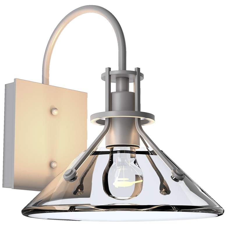 Image 1 Henry Small Glass Shade Outdoor Sconce - Steel Finish - Clear Glass