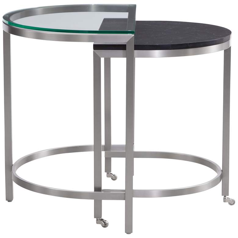 Image 1 Hensley 26" Chrome and Marble Bunching End Table