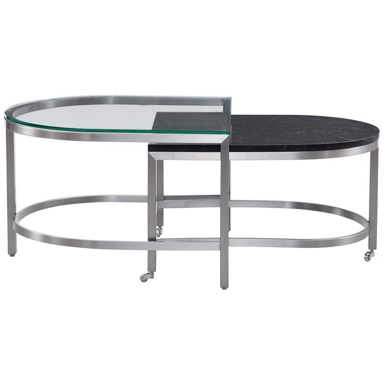 Image 1 Hensley Chrome and Marble Bunching Cocktail Table
