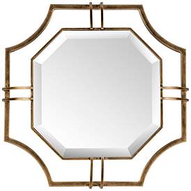 Image1 of Henson Bronze Antique Brass 17 1/2" Octagon Wall Mirror