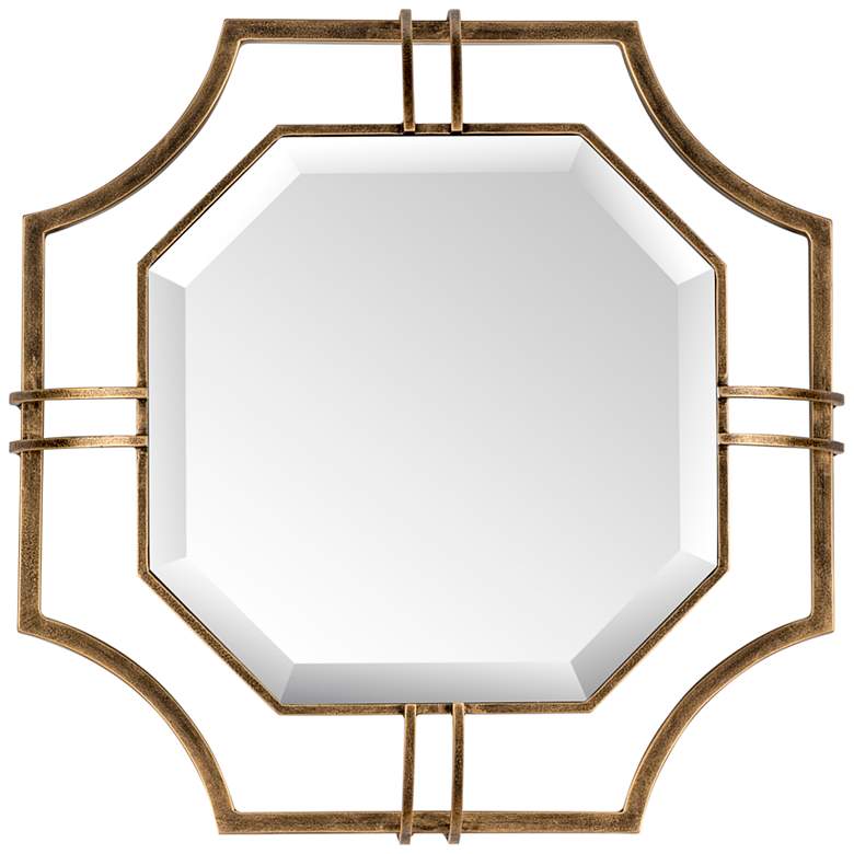 Image 1 Henson Bronze Antique Brass 17 1/2" Octagon Wall Mirror