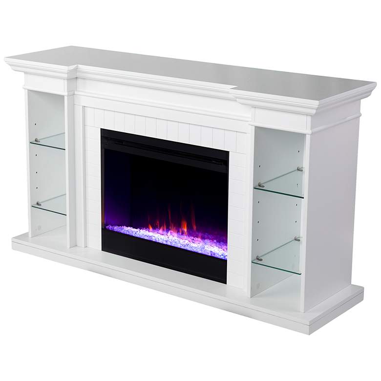 Image 4 Henstinger 54 3/4"W White Color Changing 4-Shelf Fireplace more views