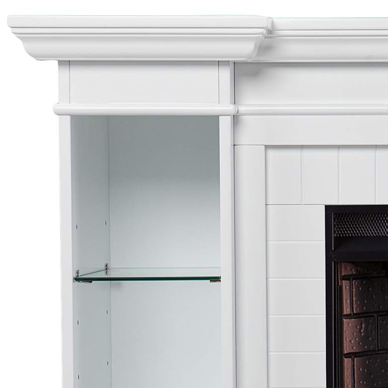 Image 3 Henstinger 54 3/4"W White Wood 4-Shelf Electric Fireplace more views