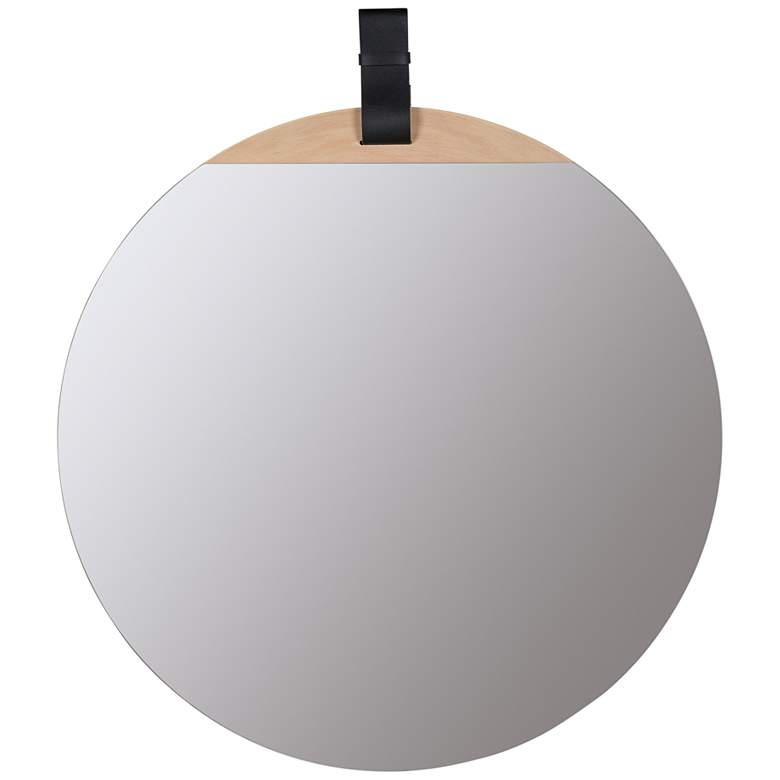 Image 2 Heppner Natural Blonde Wood 30" Round Wall Mirror