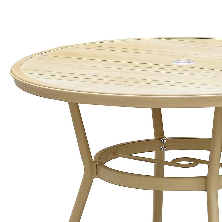 Image 4 Heptelian 40" Wide Natural Round Metal Patio Bistro Table more views